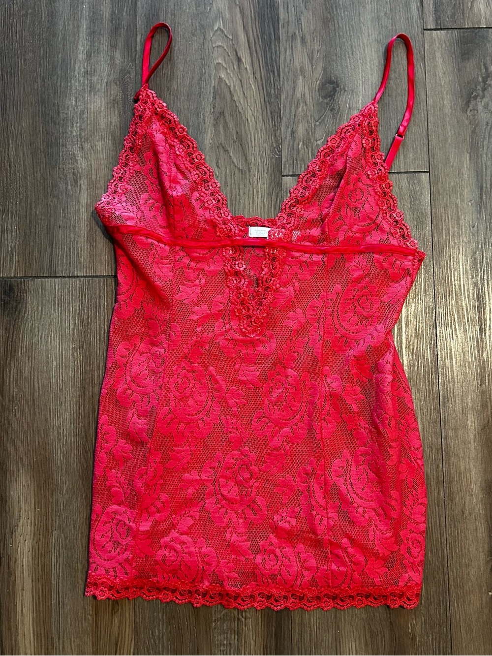 Y2K 2004 Victoria's Secret The Lacie Red Lace Chemise Slip Nightdress Size M